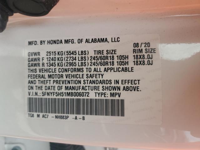 5FNYF5H51MB006072 Honda j35y6