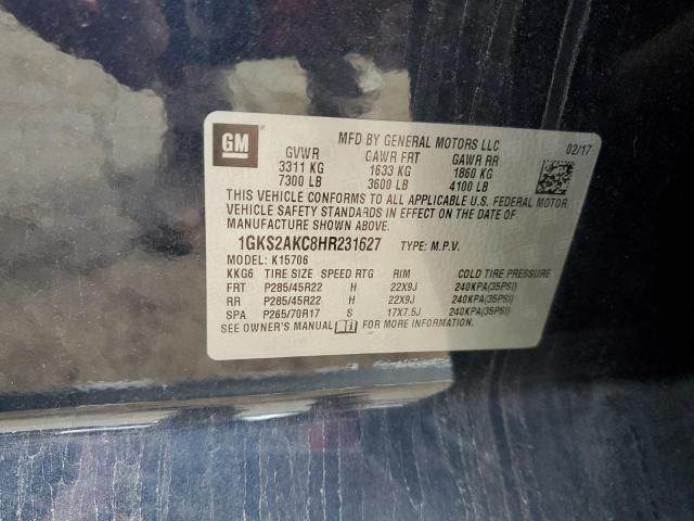 1GKS2AKC8HR231627 GMC YUKON SLE