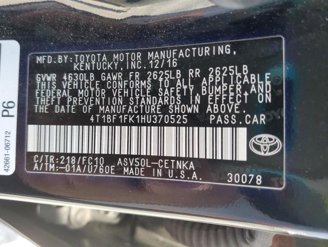 4T1BF1FK1HU370525 Toyota 2ar-fe
