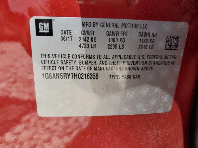 1G6AN5RY7H0216356 Cadillac lf4 - gen1+, sidi, vvt, alum, twin turbo