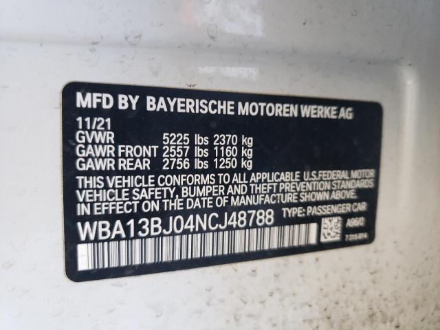 WBA13BJ04NCJ48788 BMW 2022