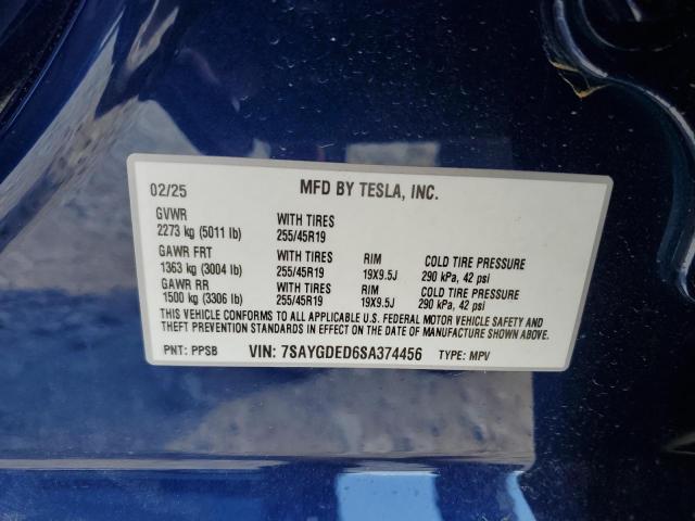 7SAYGDED6SA374456 Tesla 2025