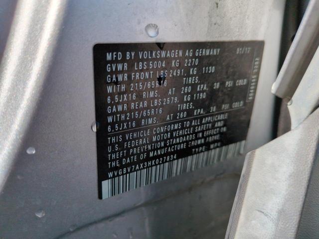 WVGBV7AX3HK027834 Volkswagen TIGUAN S