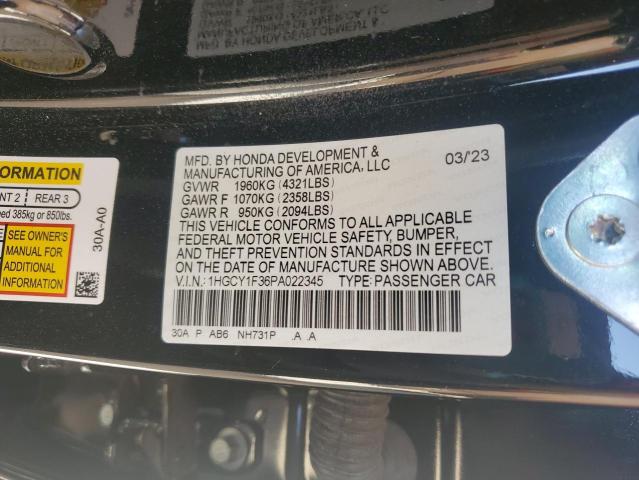 1HGCY1F36PA022345 Honda l15be