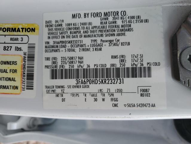 3FA6P0HD5KR232731 Ford FUSION SE