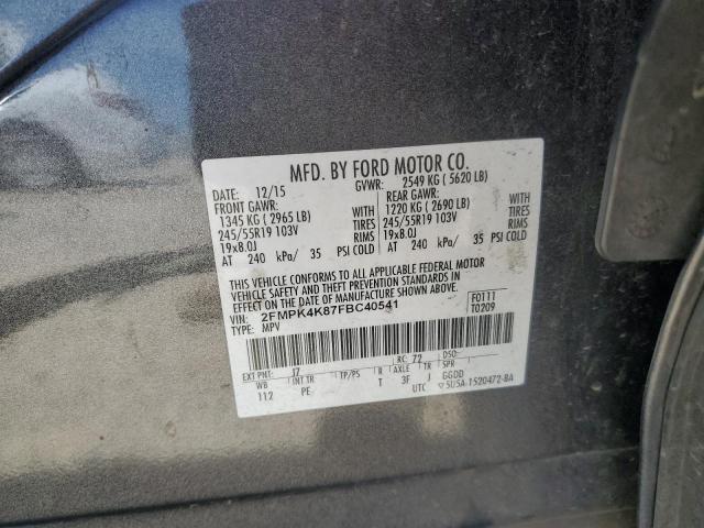 2FMPK4K87FBC40541 Ford 2015