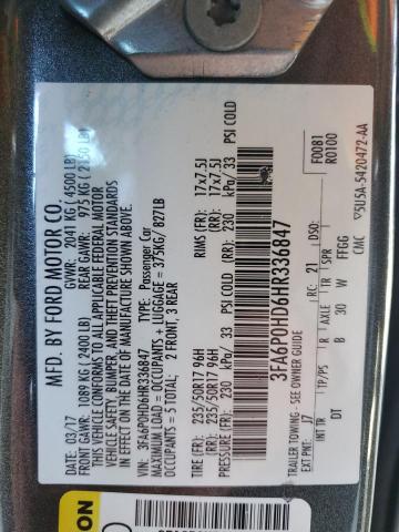 3FA6P0HD6HR336847 Ford FUSION SE