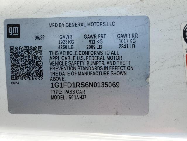 1G1FD1RS6N0135069 Chevrolet CAMARO LT