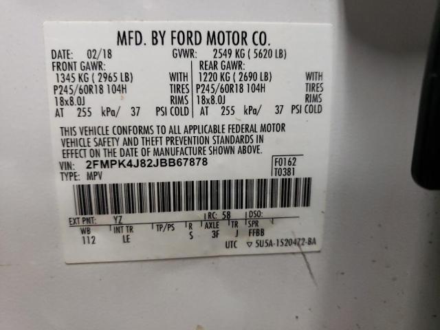 2FMPK4J82JBB67878 Ford EDGE SEL