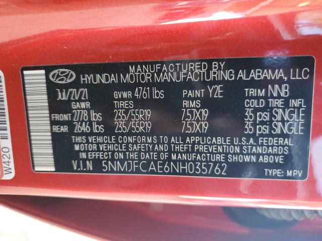 5NMJFCAE6NH035762 Hyundai gdi theta iii