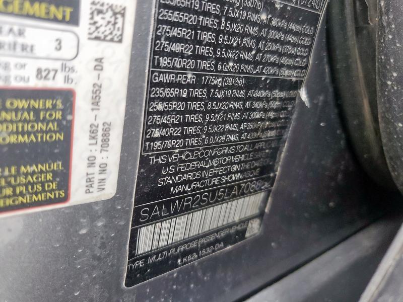 SALWR2SU5LA708862 Land Rover RANGE ROVE