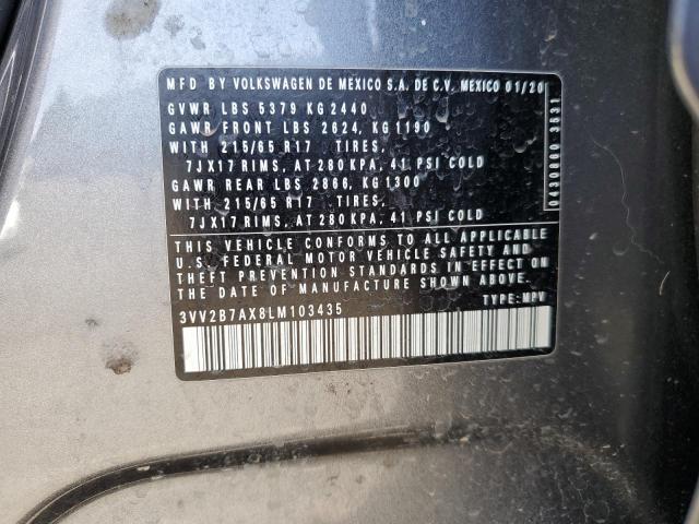 3VV2B7AX8LM103435 Volkswagen TIGUAN SE