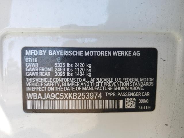 WBAJA9C5XKB253974 BMW 2019