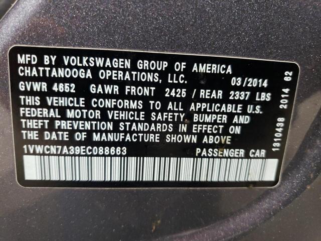 1VWCN7A39EC088663 Volkswagen Passat