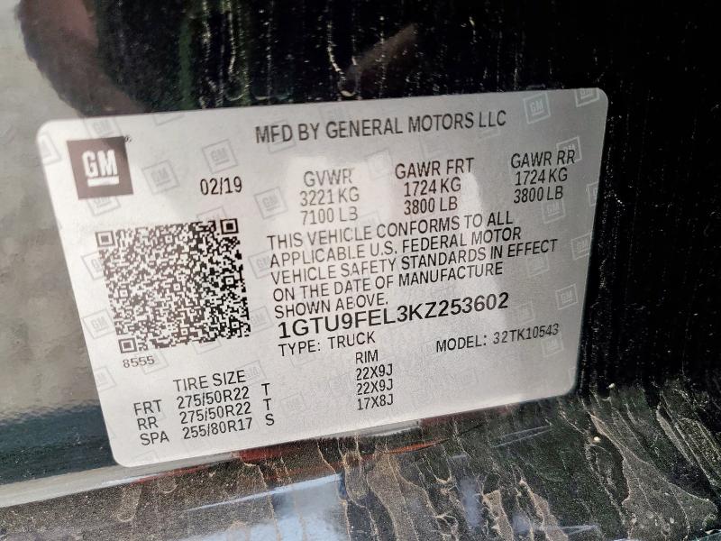 1GTU9FEL3KZ253602 GMC l87 - di dfm, alum, gen 5
