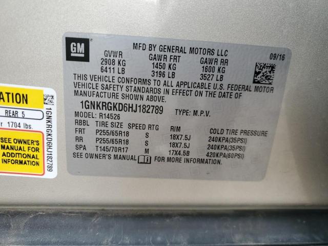 1GNKRGKD6HJ182789 Chevrolet TRAVERSE L
