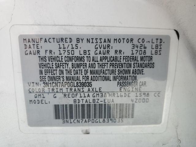 3N1CN7AP0GL839035 Nissan 2016