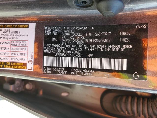 JTERU5JR2P6103722 Toyota 1gr-fe