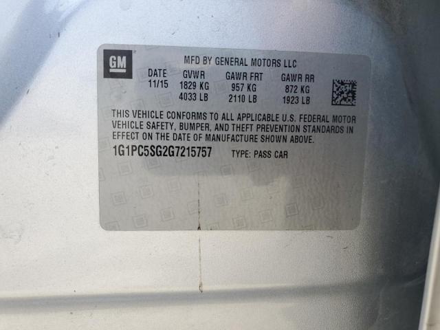 1G1PC5SG2G7215757 Chevrolet lwe - vvt, gme