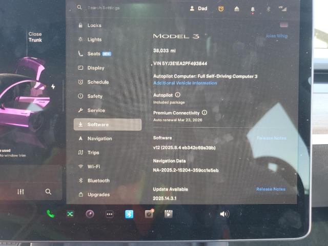 5YJ3E1EA2PF493844 Tesla MODEL 3