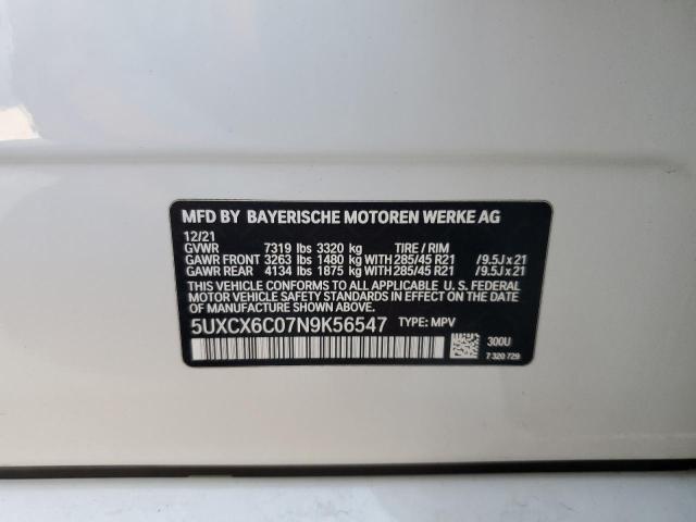 5UXCX6C07N9K56547 BMW X7 M50i