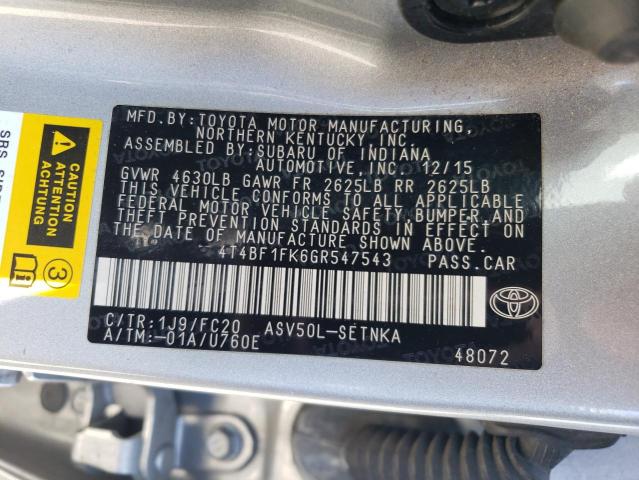 4T4BF1FK6GR547543 Toyota 2ar-fe