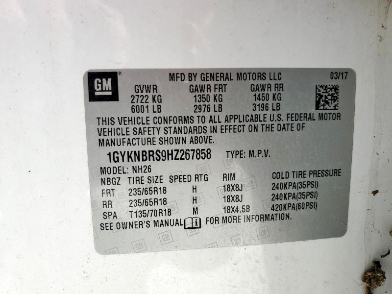 1GYKNBRS9HZ267858 Cadillac XT5 LUXURY