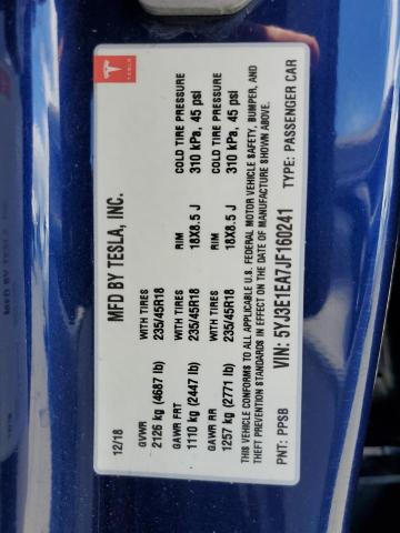 5YJ3E1EA7JF160241 Tesla MODEL 3