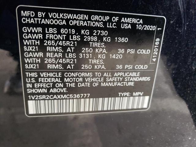 1V2SR2CAXMC536777 Volkswagen ATLAS SEL