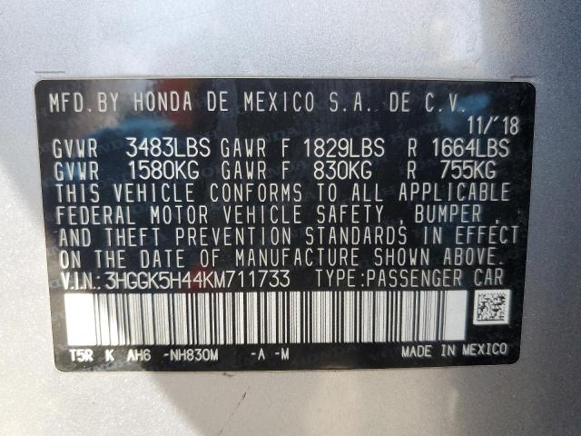 3HGGK5H44KM711733 Honda l15b1