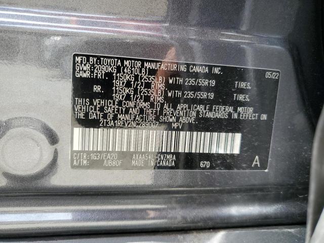 2T3A1RFV2NC289007 Toyota RAV4 XLE P