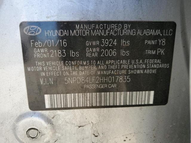 5NPD84LF2HH017835 Hyundai Elantra