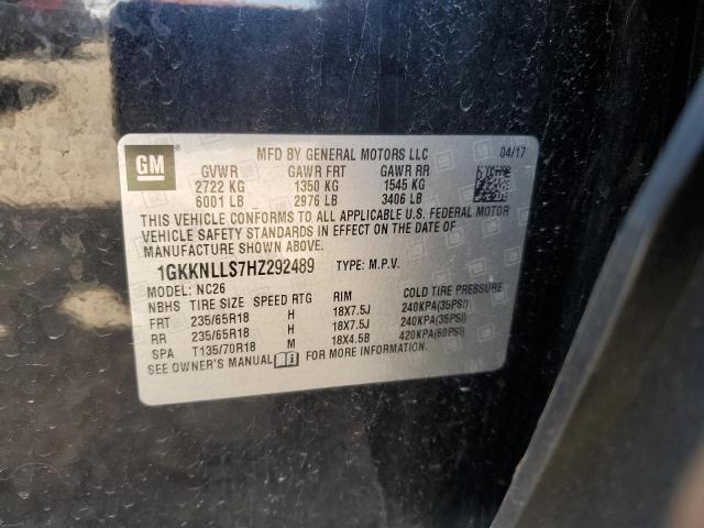 1GKKNLLS7HZ292489 GMC ACADIA SLE