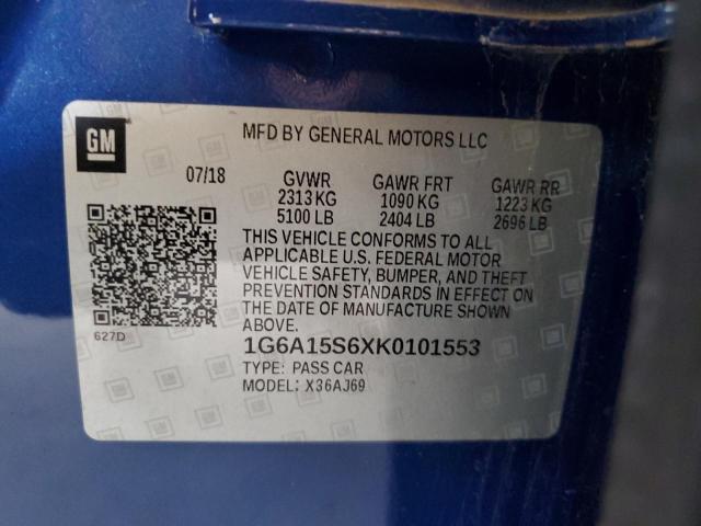 1G6A15S6XK0101553 Cadillac lt4 - di: direct injection, sc, afm, vvt: variable valve timing, alum