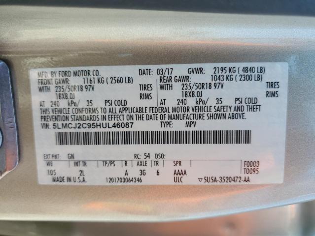5LMCJ2C95HUL46087 Lincoln 2.0l ecoboost