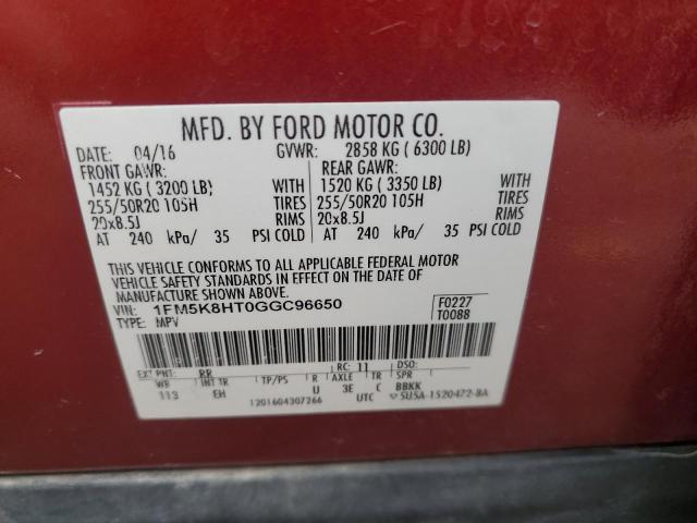 1FM5K8HT0GGC96650 Ford EXPLORER P