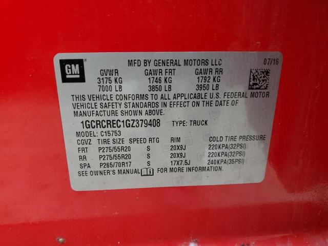 1GCRCREC1GZ379408 Chevrolet l83 - sidi, vvt, afm, e85 max, aluminum