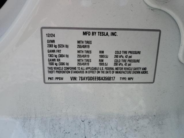 7SAYGDEE9SA356817 Tesla Model Y