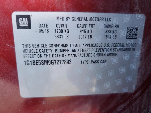 1G1BE5SM9G7277893 Chevrolet le2 - di: direct injection, alum, vvt, gen i, gmna