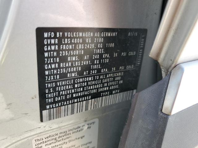 WVGAV7AX6FW568958 Volkswagen TIGUAN S
