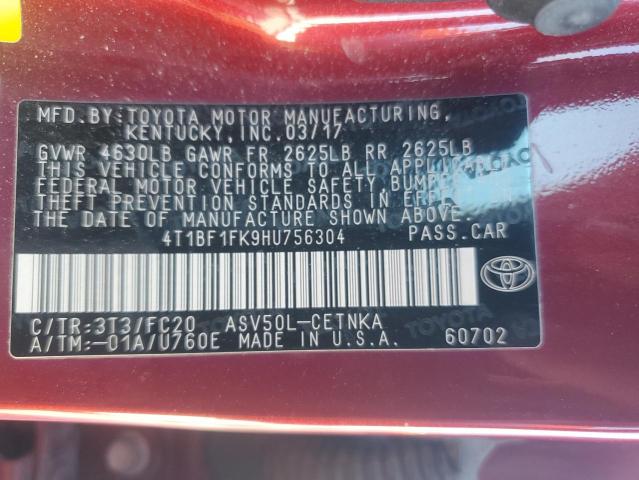 4T1BF1FK9HU756304 Toyota 2ar-fe
