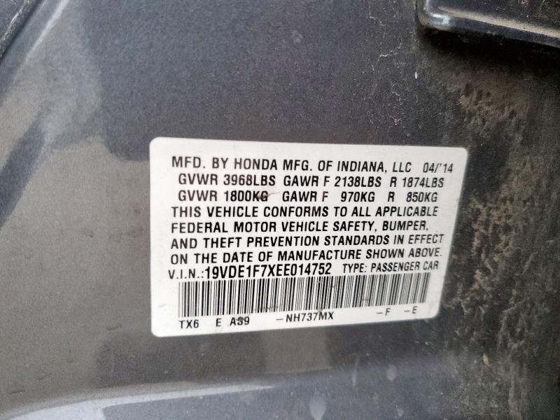 19VDE1F7XEE014752 Acura ILX 20 TEC