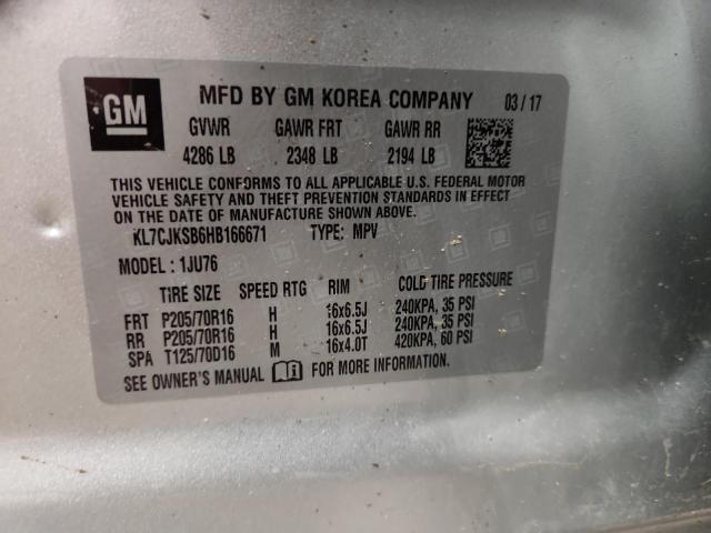 KL7CJKSB6HB166671 Chevrolet TRAX LS