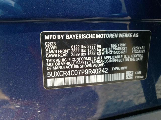 5UXCR4C07P9R40242 BMW X5 Sdrive 40i
