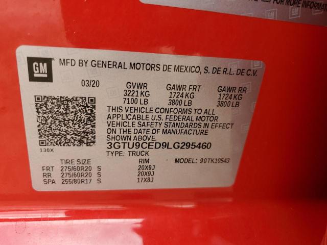 3GTU9CED9LG295460 GMC Sierra K1500 Elevation