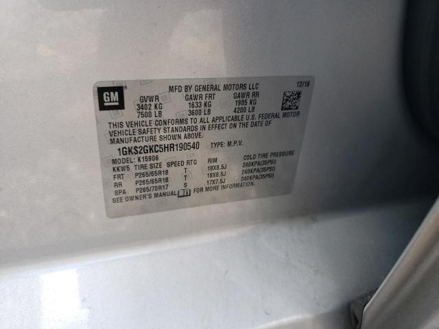 1GKS2GKC5HR190540 GMC Yukon Xl K1500 Slt