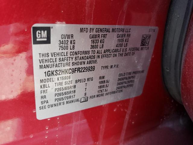1GKS2HKC9FR229939 GMC Yukon Xl K1500 Slt