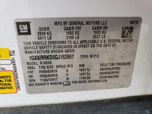 1GKKRRKD0GJ162867 GMC Acadia Slt-1