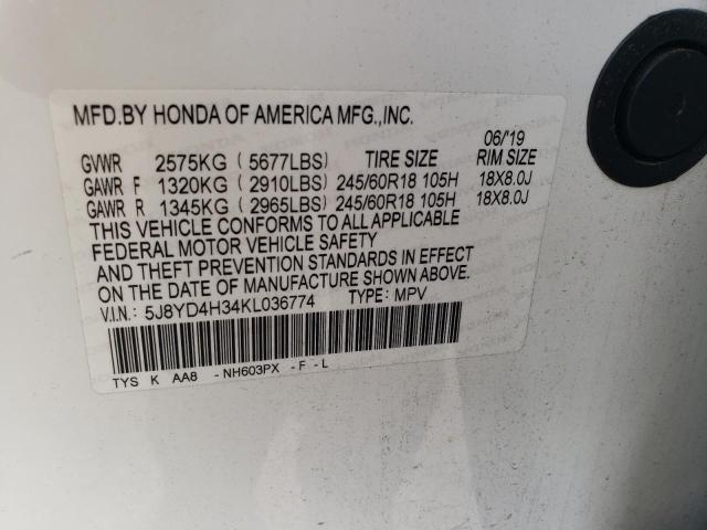 5J8YD4H34KL036774 Acura MDX