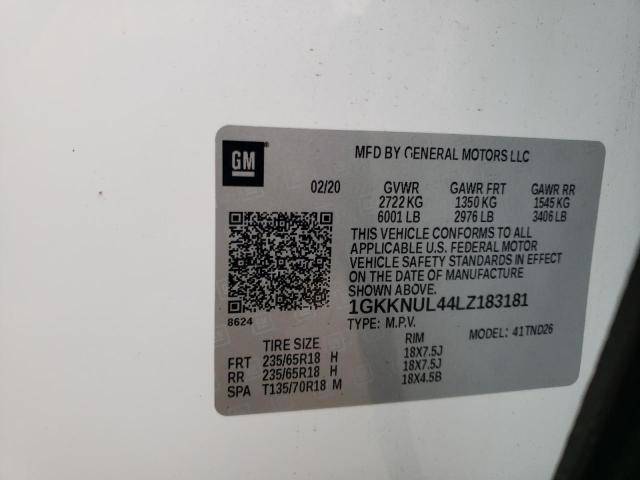 1GKKNUL44LZ183181 GMC ACADIA SLT